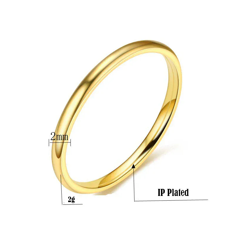 Maxmoon 2020 2mm Thin Rose Gold Anti-Allergy Smooth Simple Titanium Steel Wedding Rings for Women Valentine's Day Present Maxmoon 2020 2mm Thin Rose Gold Anti-Allergy Smooth Simple Titanium Steel Wedding Rings for Women Valentine's Day Present