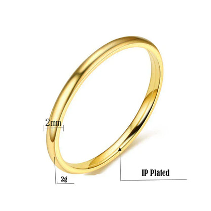 Maxmoon 2020 2mm Thin Rose Gold Anti-Allergy Smooth Simple Titanium Steel Wedding Rings for Women Valentine's Day Present Maxmoon 2020 2mm Thin Rose Gold Anti-Allergy Smooth Simple Titanium Steel Wedding Rings for Women Valentine's Day Present