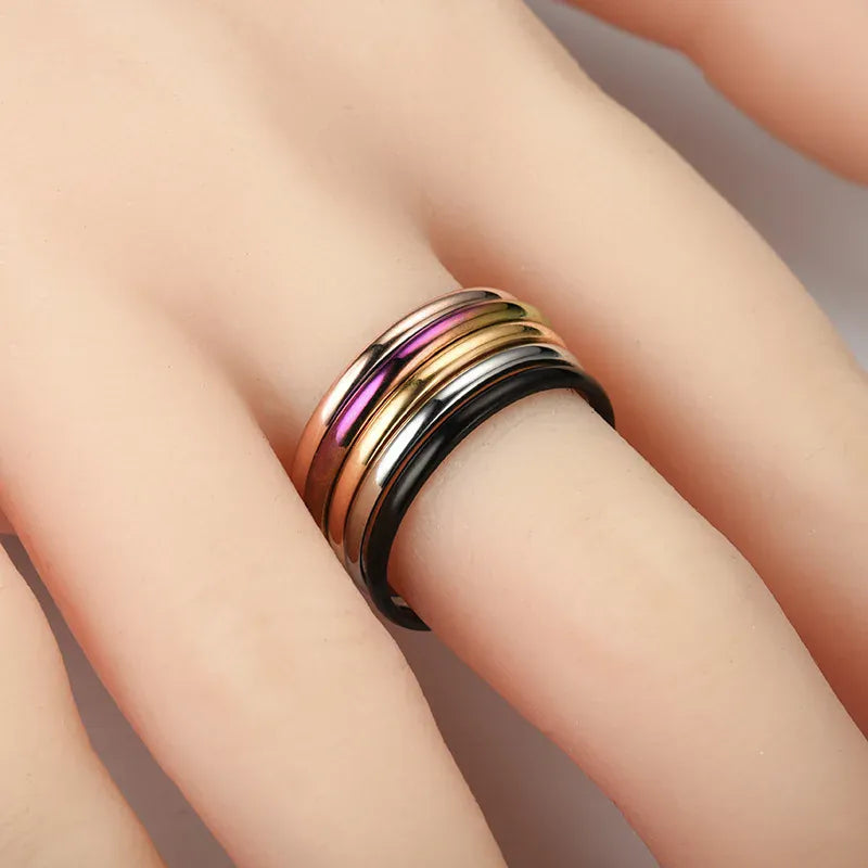 Maxmoon 2020 2mm Thin Rose Gold Anti-Allergy Smooth Simple Titanium Steel Wedding Rings for Women Valentine's Day Present Maxmoon 2020 2mm Thin Rose Gold Anti-Allergy Smooth Simple Titanium Steel Wedding Rings for Women Valentine's Day Present