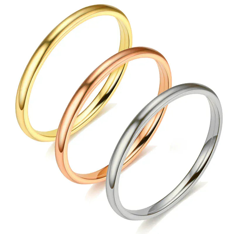 Maxmoon 2020 2mm Thin Rose Gold Anti-Allergy Smooth Simple Titanium Steel Wedding Rings for Women Valentine's Day Present Maxmoon 2020 2mm Thin Rose Gold Anti-Allergy Smooth Simple Titanium Steel Wedding Rings for Women Valentine's Day Present
