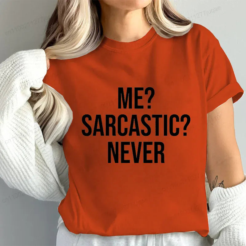 Me Sarcastic Never Funny Women's T-Shirt Humor Tee Gift for Teen Girls | Wahooly "Me? Sarcastic? Never." Funny T-Shirt for Women – Sarcasm Humor Tee, Great Gift for Teen Girls
