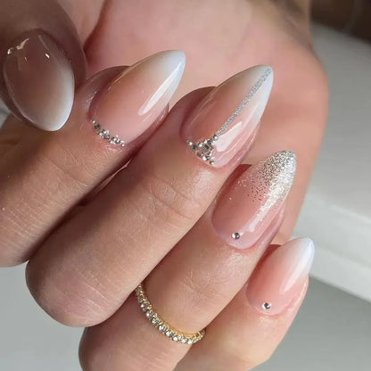 Medium Almond Press-On Nails - Cool Trendy French Style | Wahooly Medium-length Acrylic Almond Fake Nails Art Cool Hottie Girl Wear False Nails Europe and USA Press on Nail Removable French Nail