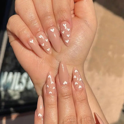 Medium Almond Press-On Nails - Cool Trendy French Style | Wahooly Medium-length Acrylic Almond Fake Nails Art Cool Hottie Girl Wear False Nails Europe and USA Press on Nail Removable French Nail