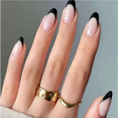 Medium Almond Press-On Nails - Cool Trendy French Style | Wahooly Medium-length Acrylic Almond Fake Nails Art Cool Hottie Girl Wear False Nails Europe and USA Press on Nail Removable French Nail