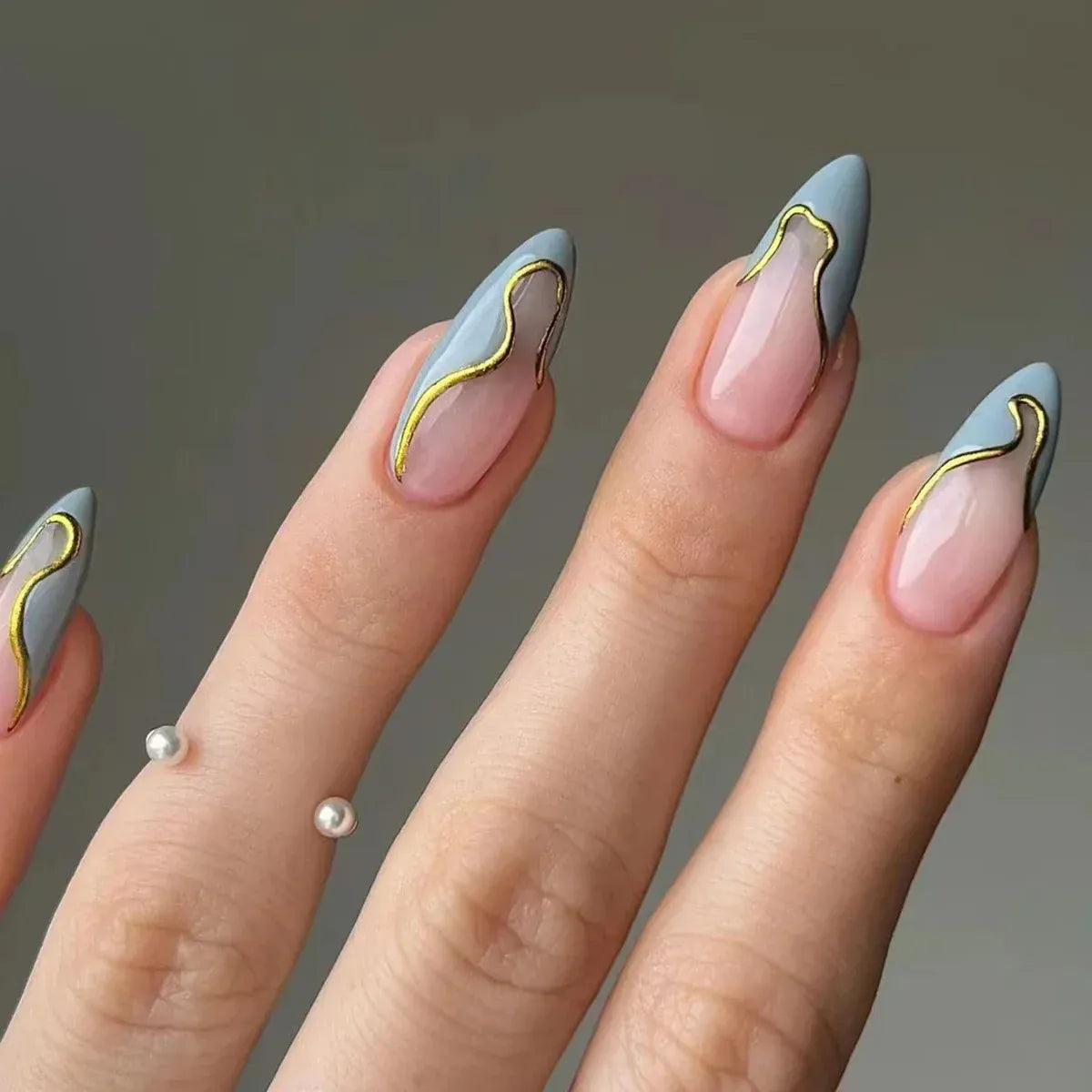 Medium Almond Press-On Nails - Cool Trendy French Style | Wahooly Medium-length Acrylic Almond Fake Nails Art Cool Hottie Girl Wear False Nails Europe and USA Press on Nail Removable French Nail