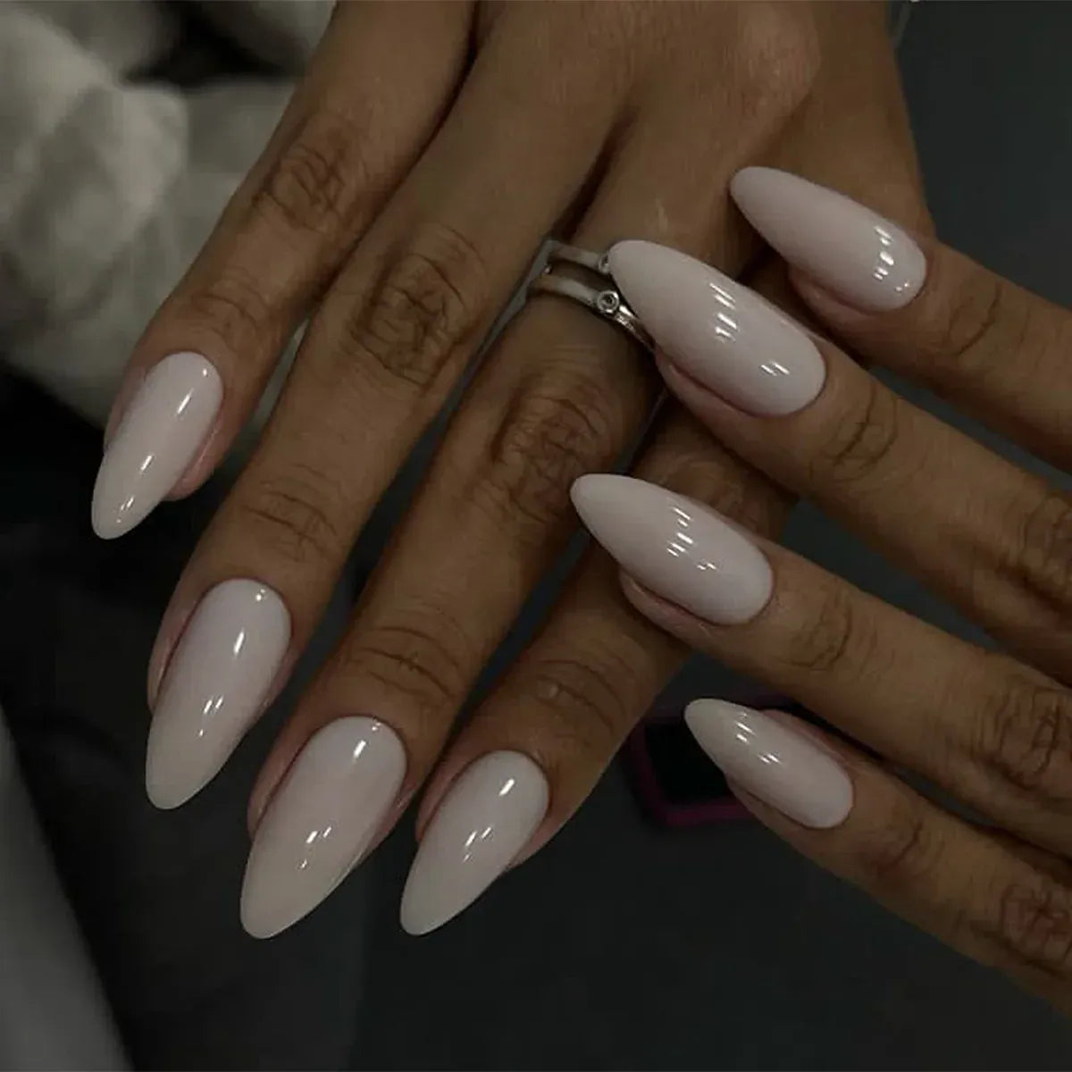 Medium Almond Press-On Nails - Cool Trendy French Style | Wahooly Medium-length Acrylic Almond Fake Nails Art Cool Hottie Girl Wear False Nails Europe and USA Press on Nail Removable French Nail