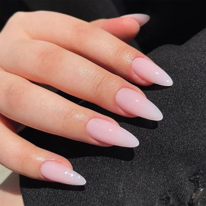 Medium Almond Press-On Nails - Cool Trendy French Style | Wahooly Medium-length Acrylic Almond Fake Nails Art Cool Hottie Girl Wear False Nails Europe and USA Press on Nail Removable French Nail