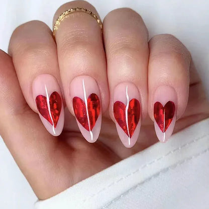 Medium Almond Press-On Nails - Cool Trendy French Style | Wahooly Medium-length Acrylic Almond Fake Nails Art Cool Hottie Girl Wear False Nails Europe and USA Press on Nail Removable French Nail