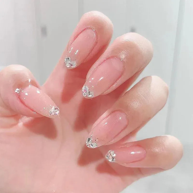 Medium Almond Press-On Nails - Cool Trendy French Style | Wahooly Medium-length Acrylic Almond Fake Nails Art Cool Hottie Girl Wear False Nails Europe and USA Press on Nail Removable French Nail