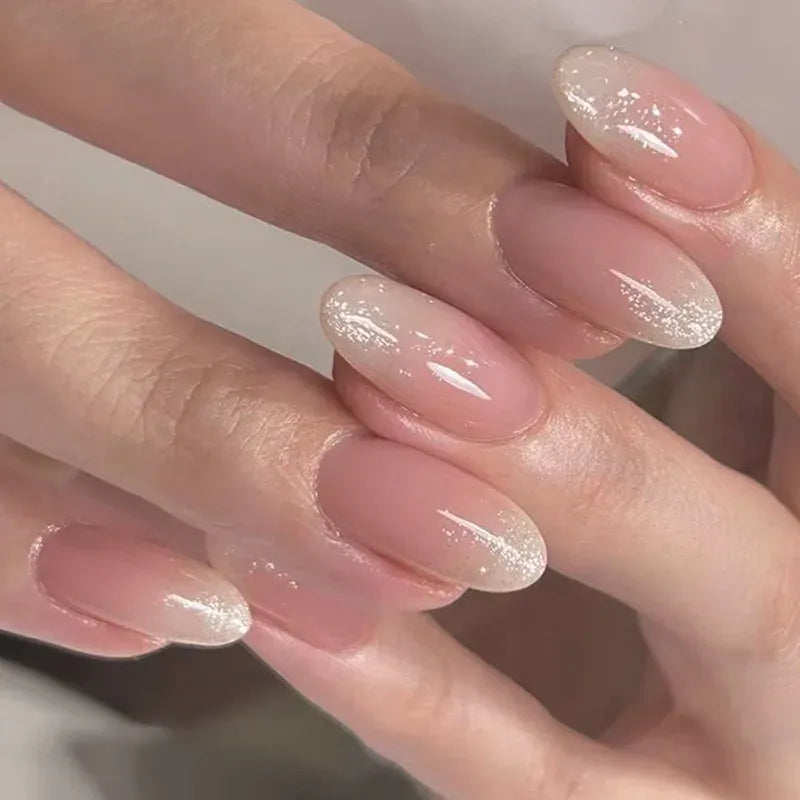 Medium Almond Press-On Nails - Cool Trendy French Style | Wahooly Medium-length Acrylic Almond Fake Nails Art Cool Hottie Girl Wear False Nails Europe and USA Press on Nail Removable French Nail