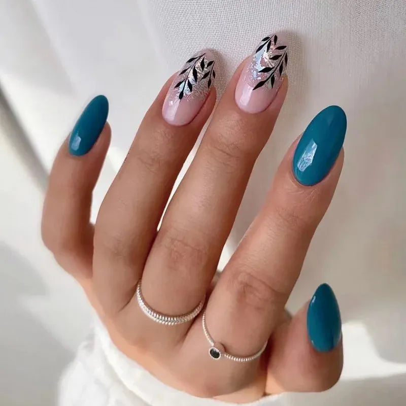 Medium Almond Press-On Nails - Cool Trendy French Style | Wahooly Medium-length Acrylic Almond Fake Nails Art Cool Hottie Girl Wear False Nails Europe and USA Press on Nail Removable French Nail