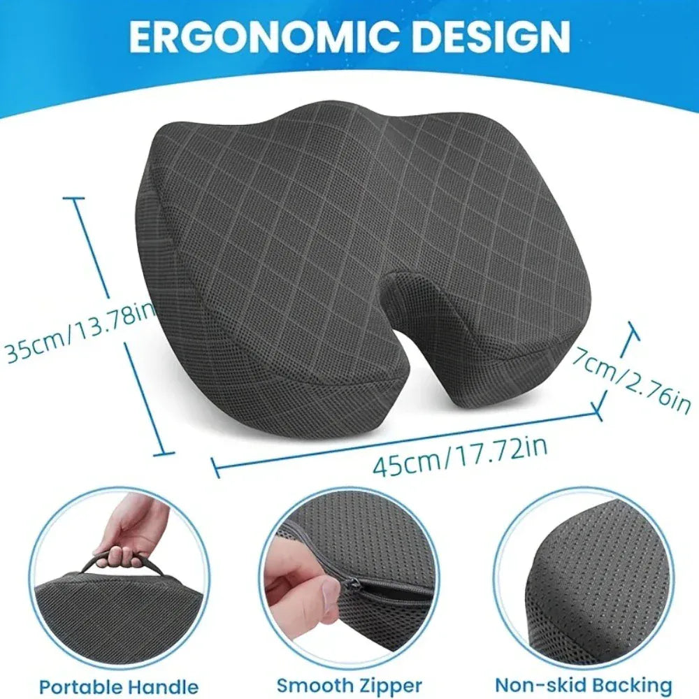 Memory Foam Ergonomic Hip Seat Cushion - Breathable Seat Cushion, Suitable for Office, Car and Airplane Seats Memory Foam Ergonomic Hip Seat Cushion - Breathable Seat Cushion, Suitable for Office, Car and Airplane Seats