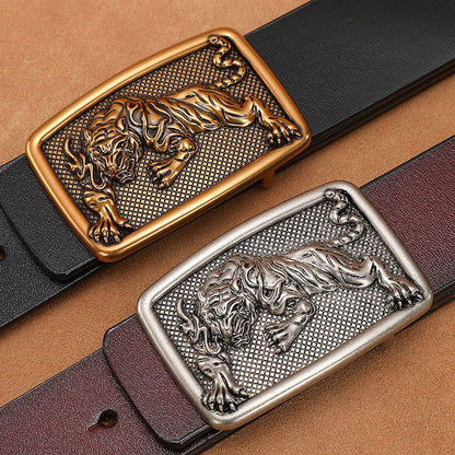 Men's Belt with Smooth Buckle, Genuine Leather, Extended Size 140Cm/150Cm, Pure Cowhide Waist Belt, Trendy Vintage Style Men's Belt with Smooth Buckle, Genuine Leather, Extended Size 140Cm/150Cm, Pure Cowhide Waist Belt, Trendy Vintage Style