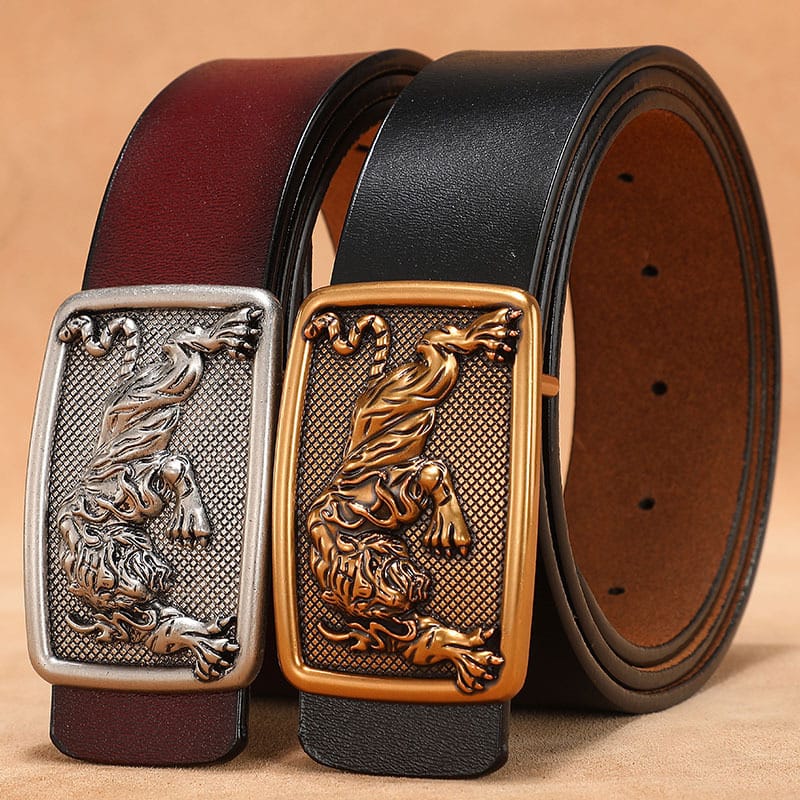 Men's Belt with Smooth Buckle, Genuine Leather, Extended Size 140Cm/150Cm, Pure Cowhide Waist Belt, Trendy Vintage Style Men's Belt with Smooth Buckle, Genuine Leather, Extended Size 140Cm/150Cm, Pure Cowhide Waist Belt, Trendy Vintage Style