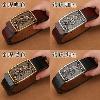 Men's Belt with Smooth Buckle, Genuine Leather, Extended Size 140Cm/150Cm, Pure Cowhide Waist Belt, Trendy Vintage Style Men's Belt with Smooth Buckle, Genuine Leather, Extended Size 140Cm/150Cm, Pure Cowhide Waist Belt, Trendy Vintage Style