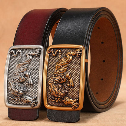 Men's Belt with Smooth Buckle, Genuine Leather, Extended Size 140Cm/150Cm, Pure Cowhide Waist Belt, Trendy Vintage Style Men's Belt with Smooth Buckle, Genuine Leather, Extended Size 140Cm/150Cm, Pure Cowhide Waist Belt, Trendy Vintage Style