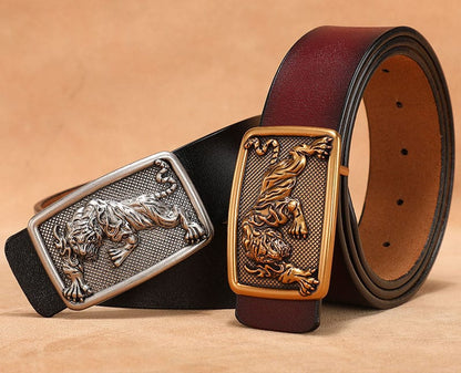 Men's Belt with Smooth Buckle, Genuine Leather, Extended Size 140Cm/150Cm, Pure Cowhide Waist Belt, Trendy Vintage Style Men's Belt with Smooth Buckle, Genuine Leather, Extended Size 140Cm/150Cm, Pure Cowhide Waist Belt, Trendy Vintage Style