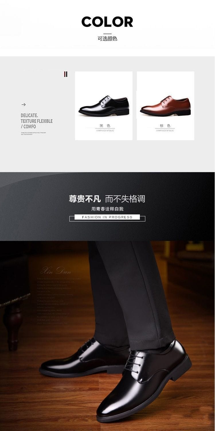 Men's Genuine Cowhide Leather Dress Shoes | Non-Slip Business Work Shoes Sizes 38–44 Men's Genuine Cowhide Leather Dress Shoes – Non-Slip Business & Work Shoes