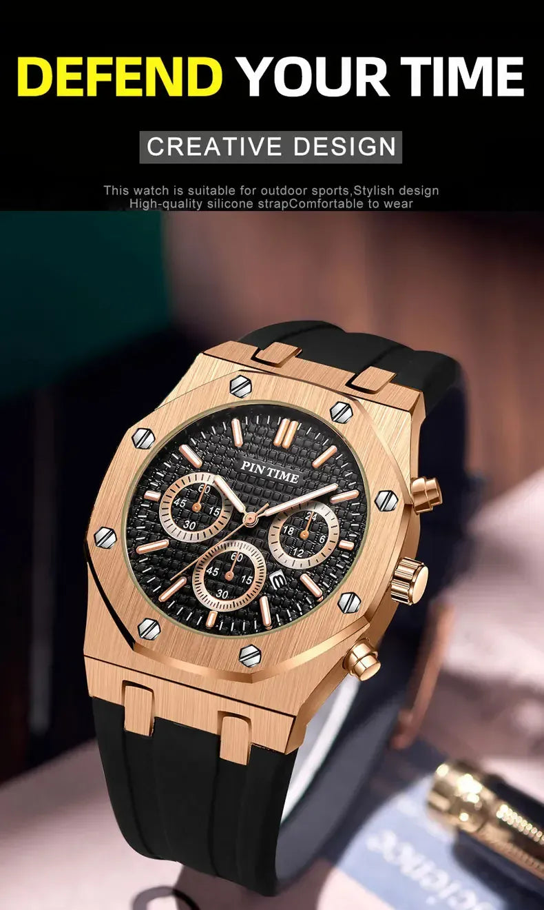 Men's Multi-Function Sports Watch | Waterproof 43mm Casual Dress Watch – 6 Colors Men's Multi-Function Sports Watch – Waterproof, 43mm Dial, 6 Color Options