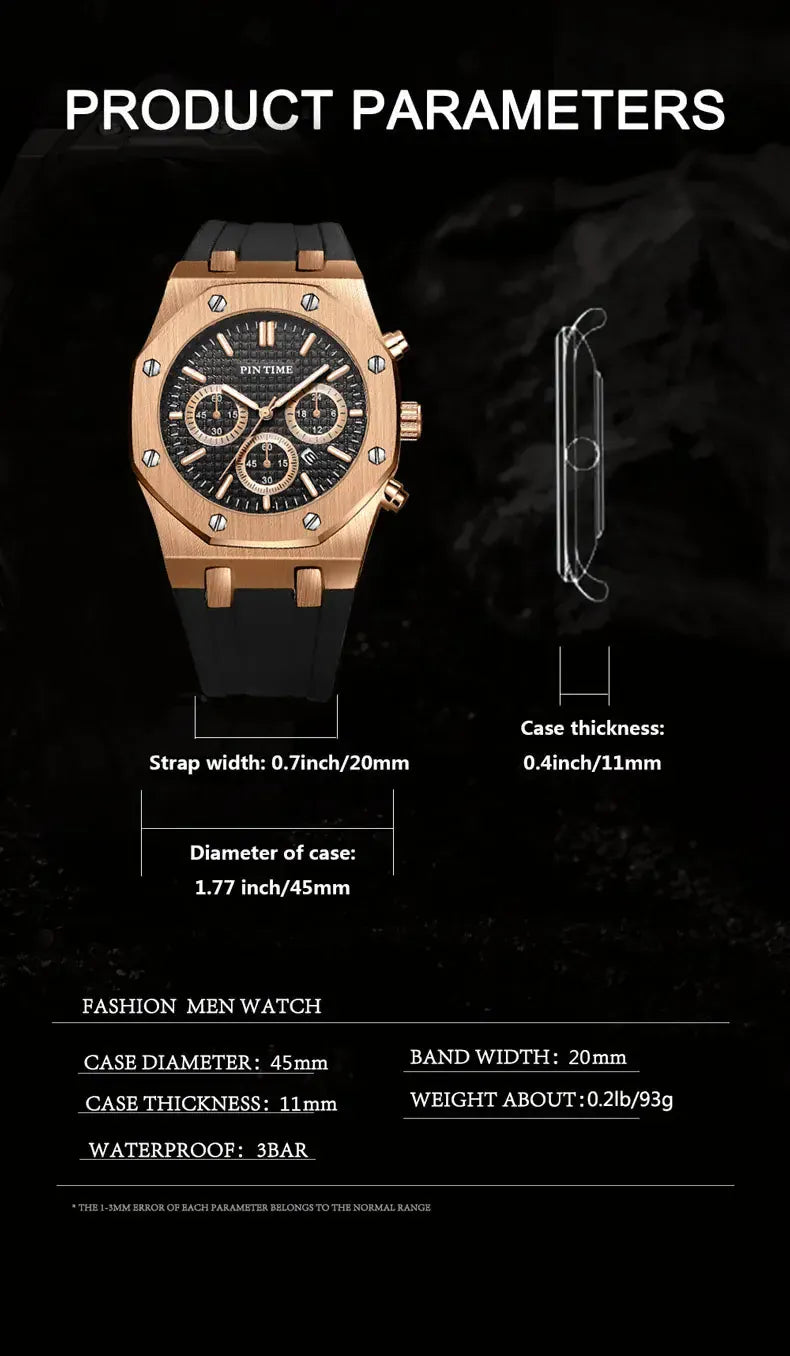 Men's Multi-Function Sports Watch | Waterproof 43mm Casual Dress Watch – 6 Colors Men's Multi-Function Sports Watch – Waterproof, 43mm Dial, 6 Color Options