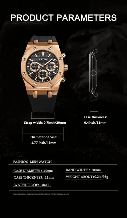 Men's Multi-Function Sports Watch | Waterproof 43mm Casual Dress Watch – 6 Colors Men's Multi-Function Sports Watch – Waterproof, 43mm Dial, 6 Color Options