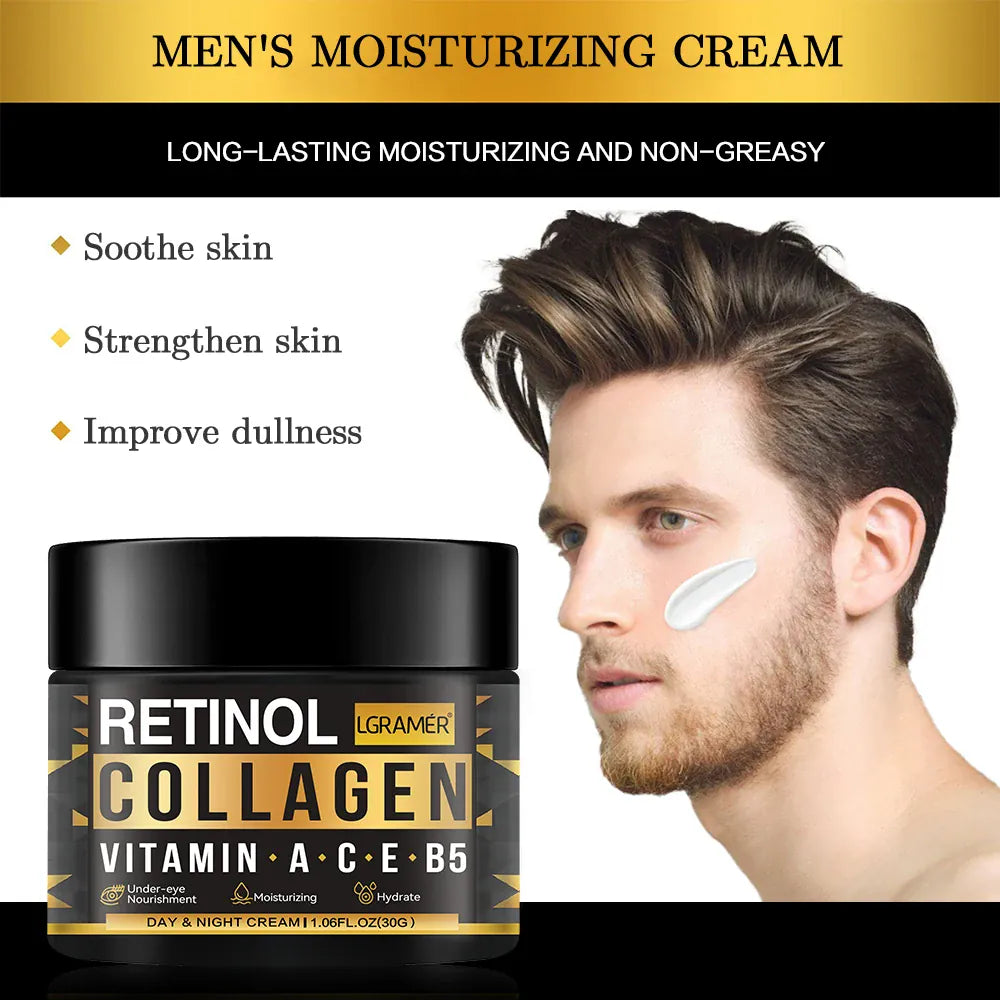 Men's Retinol Collagen Face Cream | Anti-Aging, Brightening & Hydration — Wahooly Men's Retinol Collagen Face Cream | Anti-Aging, Brightening & Deep Hydration | All Skin Types | 30g & 60g