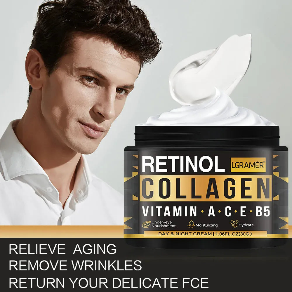 Men's Retinol Collagen Face Cream | Anti-Aging, Brightening & Hydration — Wahooly Men's Retinol Collagen Face Cream | Anti-Aging, Brightening & Deep Hydration | All Skin Types | 30g & 60g