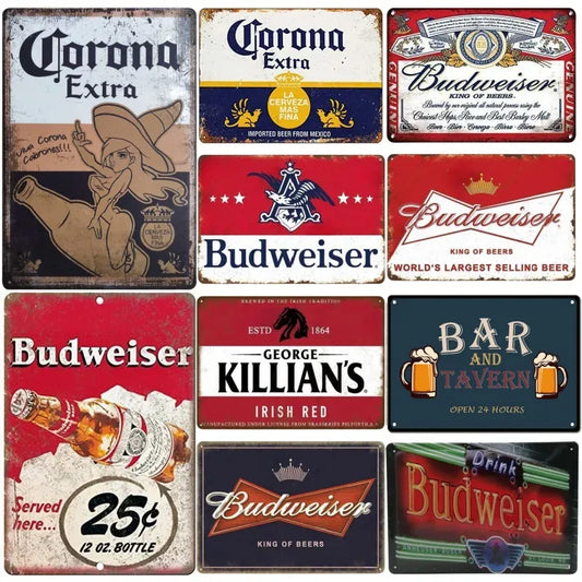 Vintage Beer Metal Sign - Retro Tin Poster Bar Pub Décor | Wahooly Metal Tin Poster Beer Metal Sign Decorative Plaque Retro Plate Wall Decor Bar Pub Club Man Cave Dad's Garage Workshop Poster