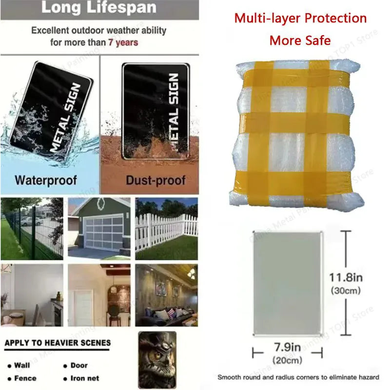 Waterproof Metal Wall Art Decor - Durable 2D Poster | Wahooly Metal Wall Art Decor, Waterproof 2D Flat Poster, Durable Housewarming Birthday Gift for Home