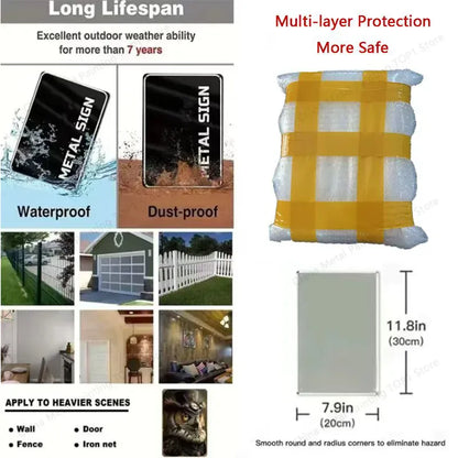 Waterproof Metal Wall Art Decor - Durable 2D Poster | Wahooly Metal Wall Art Decor, Waterproof 2D Flat Poster, Durable Housewarming Birthday Gift for Home