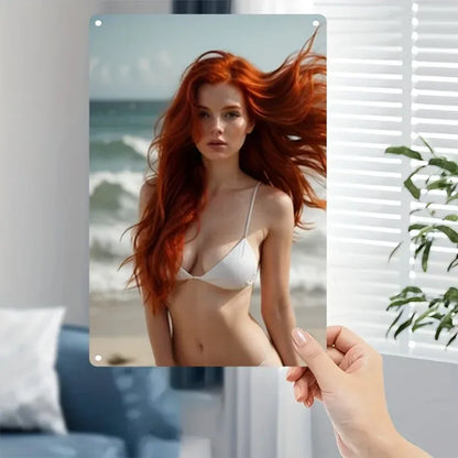 Metal Wall Art Sign - Beach Bikini Lady Poster in Elegant Iron Frame, 2D Home Decor for Living Room, Bar, Cafe, Bedroom - Durabl Metal Wall Art Sign - Beach Bikini Lady Poster in Elegant Iron Frame, 2D Home Decor for Living Room, Bar, Cafe, Bedroom - Durabl