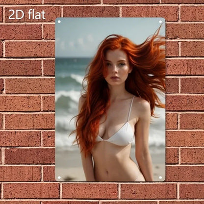 Metal Wall Art Sign - Beach Bikini Lady Poster in Elegant Iron Frame, 2D Home Decor for Living Room, Bar, Cafe, Bedroom - Durabl Metal Wall Art Sign - Beach Bikini Lady Poster in Elegant Iron Frame, 2D Home Decor for Living Room, Bar, Cafe, Bedroom - Durabl