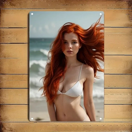 Metal Wall Art Sign - Beach Bikini Lady Poster in Elegant Iron Frame, 2D Home Decor for Living Room, Bar, Cafe, Bedroom - Durabl Metal Wall Art Sign - Beach Bikini Lady Poster in Elegant Iron Frame, 2D Home Decor for Living Room, Bar, Cafe, Bedroom - Durabl