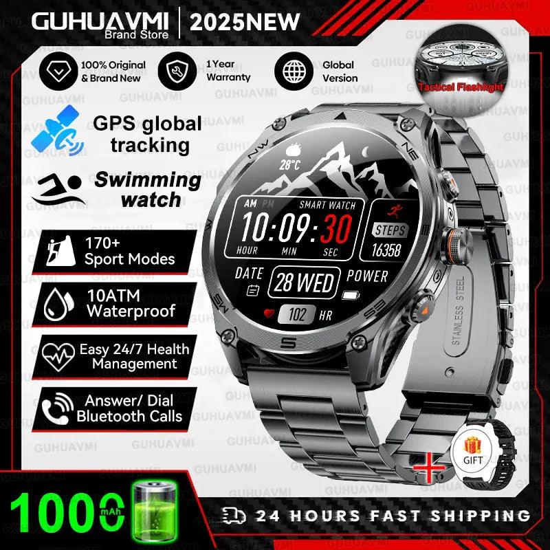 Military GPS Smartwatch for Men – Altimeter, Dual-Band GNSS & Bluetooth | Wahooly Military GPS Smartwatch for Men – Dual-Band GNSS, Altimeter, 10ATM & Bluetooth Calling