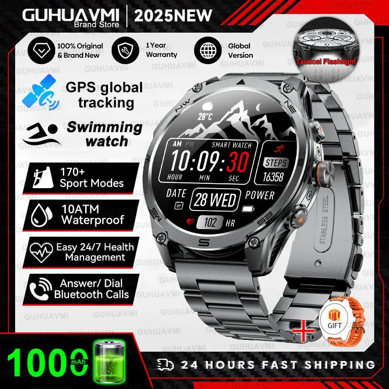 Military GPS Smartwatch for Men – Altimeter, Dual-Band GNSS & Bluetooth | Wahooly Military GPS Smartwatch for Men – Dual-Band GNSS, Altimeter, 10ATM & Bluetooth Calling
