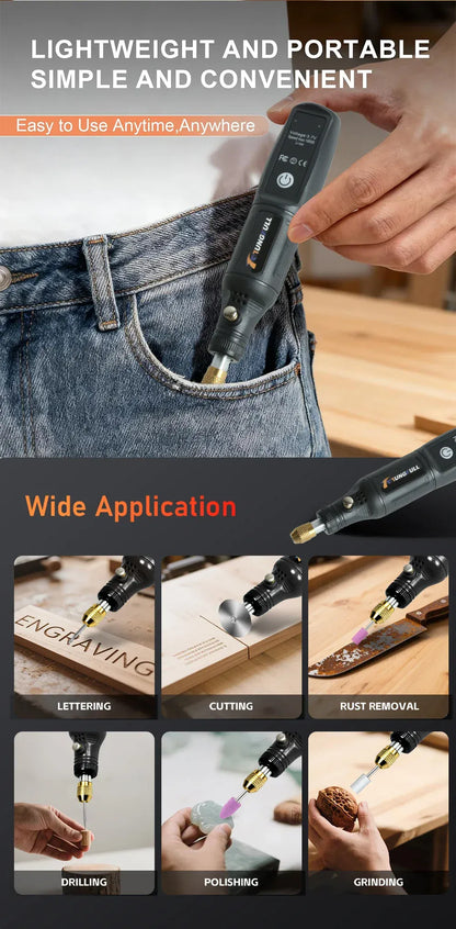 Mini Electric Drill USB Wireless Mini Handheld Drill Rotary Tool Woodworking Engraving Pen Dremel Tools for Jewelry Metal Glass Mini Electric Drill USB Wireless Mini Handheld Drill Rotary Tool Woodworking Engraving Pen Dremel Tools for Jewelry Metal Glass