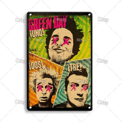 Green Day Metal Sign - Punk Rock Music Poster Tin Plaque | Wahooly MISES Green Day Metal Plaque Poster Punk Rock Music Metal Plate Nostalgic Metal Tin Sign Retro Decorative Plate Industrial Decor