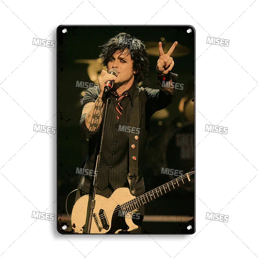 Green Day Metal Sign - Punk Rock Music Poster Tin Plaque | Wahooly MISES Green Day Metal Plaque Poster Punk Rock Music Metal Plate Nostalgic Metal Tin Sign Retro Decorative Plate Industrial Decor