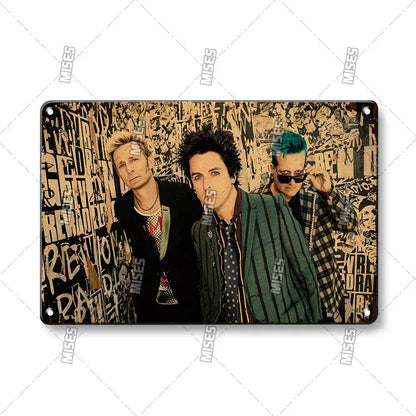 Green Day Metal Sign - Punk Rock Music Poster Tin Plaque | Wahooly MISES Green Day Metal Plaque Poster Punk Rock Music Metal Plate Nostalgic Metal Tin Sign Retro Decorative Plate Industrial Decor