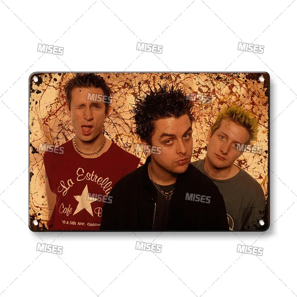 Green Day Metal Sign - Punk Rock Music Poster Tin Plaque | Wahooly MISES Green Day Metal Plaque Poster Punk Rock Music Metal Plate Nostalgic Metal Tin Sign Retro Decorative Plate Industrial Decor