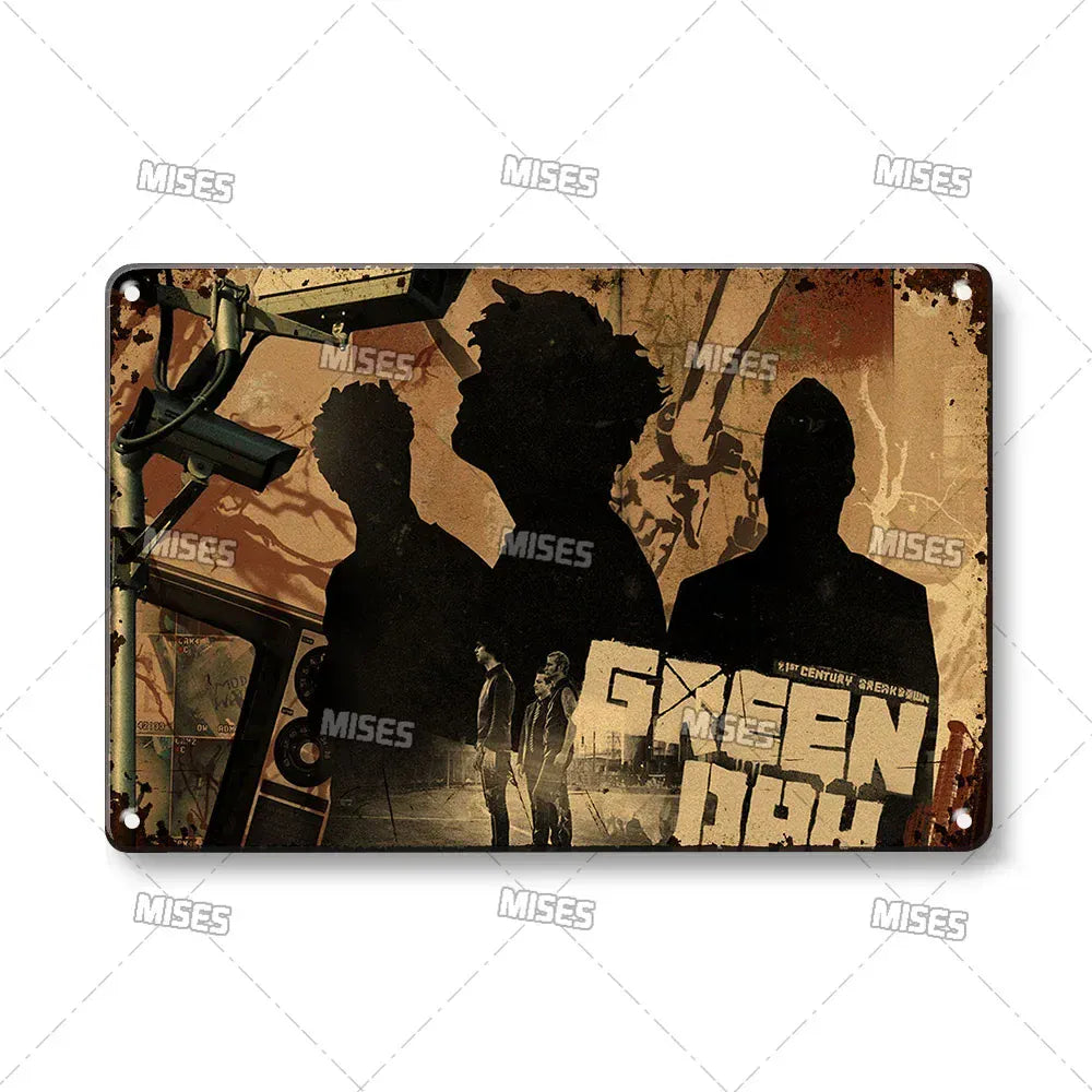 Green Day Metal Sign - Punk Rock Music Poster Tin Plaque | Wahooly MISES Green Day Metal Plaque Poster Punk Rock Music Metal Plate Nostalgic Metal Tin Sign Retro Decorative Plate Industrial Decor