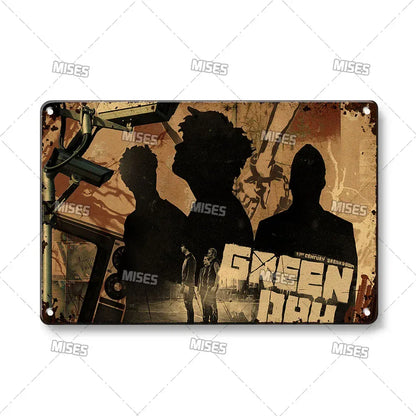 Green Day Metal Sign - Punk Rock Music Poster Tin Plaque | Wahooly MISES Green Day Metal Plaque Poster Punk Rock Music Metal Plate Nostalgic Metal Tin Sign Retro Decorative Plate Industrial Decor