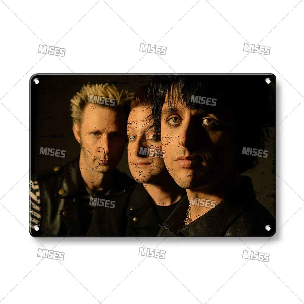 Green Day Metal Sign - Punk Rock Music Poster Tin Plaque | Wahooly MISES Green Day Metal Plaque Poster Punk Rock Music Metal Plate Nostalgic Metal Tin Sign Retro Decorative Plate Industrial Decor