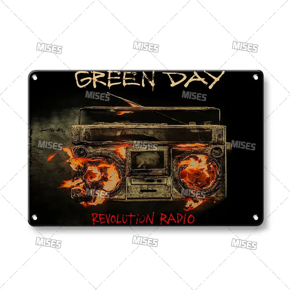 Green Day Metal Sign - Punk Rock Music Poster Tin Plaque | Wahooly MISES Green Day Metal Plaque Poster Punk Rock Music Metal Plate Nostalgic Metal Tin Sign Retro Decorative Plate Industrial Decor