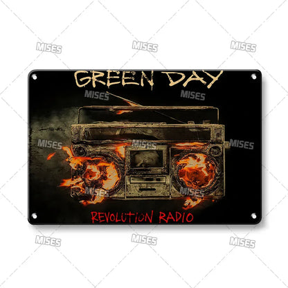 Green Day Metal Sign - Punk Rock Music Poster Tin Plaque | Wahooly MISES Green Day Metal Plaque Poster Punk Rock Music Metal Plate Nostalgic Metal Tin Sign Retro Decorative Plate Industrial Decor