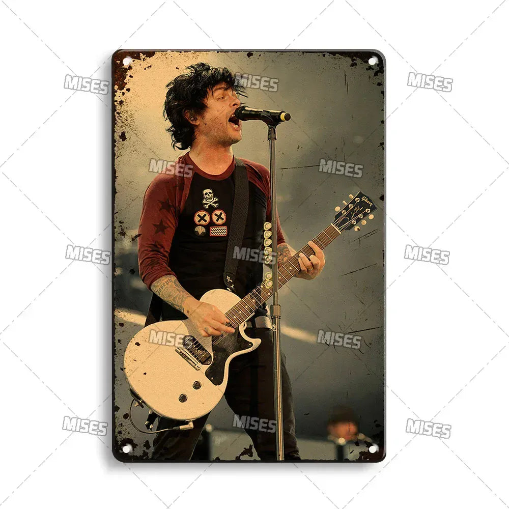Green Day Metal Sign - Punk Rock Music Poster Tin Plaque | Wahooly MISES Green Day Metal Plaque Poster Punk Rock Music Metal Plate Nostalgic Metal Tin Sign Retro Decorative Plate Industrial Decor