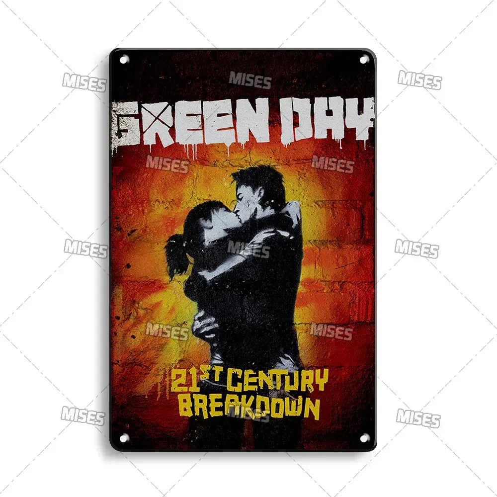 Green Day Metal Sign - Punk Rock Music Poster Tin Plaque | Wahooly MISES Green Day Metal Plaque Poster Punk Rock Music Metal Plate Nostalgic Metal Tin Sign Retro Decorative Plate Industrial Decor