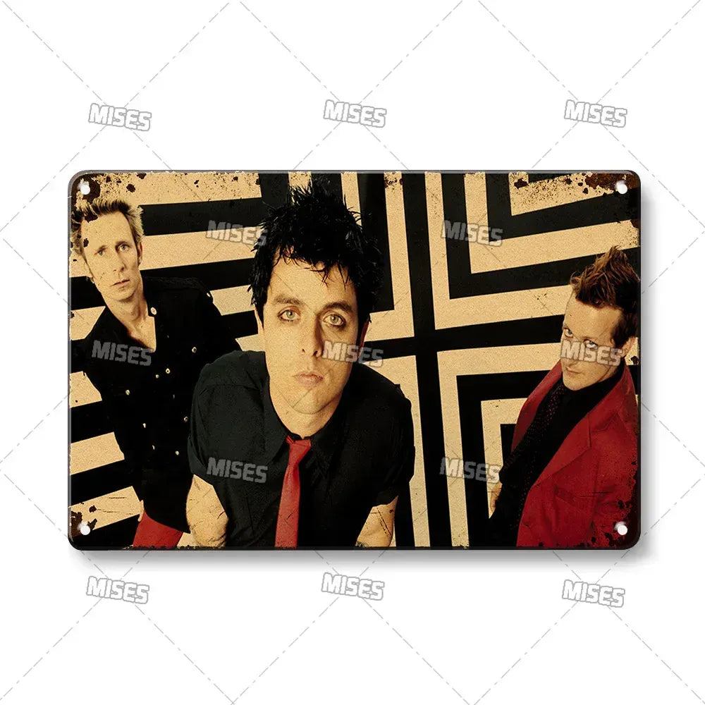Green Day Metal Sign - Punk Rock Music Poster Tin Plaque | Wahooly MISES Green Day Metal Plaque Poster Punk Rock Music Metal Plate Nostalgic Metal Tin Sign Retro Decorative Plate Industrial Decor