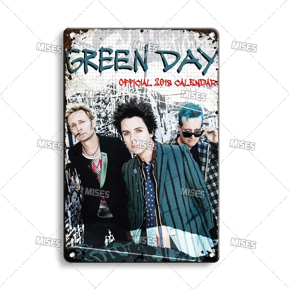 Green Day Metal Sign - Punk Rock Music Poster Tin Plaque | Wahooly MISES Green Day Metal Plaque Poster Punk Rock Music Metal Plate Nostalgic Metal Tin Sign Retro Decorative Plate Industrial Decor