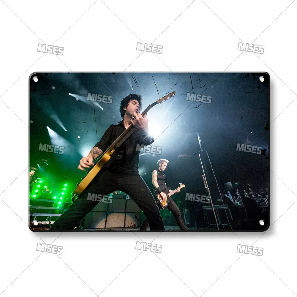 Green Day Metal Sign - Punk Rock Music Poster Tin Plaque | Wahooly MISES Green Day Metal Plaque Poster Punk Rock Music Metal Plate Nostalgic Metal Tin Sign Retro Decorative Plate Industrial Decor